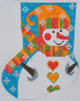 CH-162 Snowman Mini Stocking 4 ¼ x 5 18 Mesh CH Designs