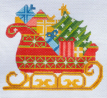 CH-156 Santa’s Sleigh With stitch guide 4 ½ x 4 18 Mesh CH Designs