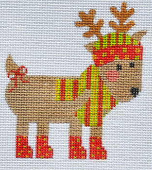 CH-154 Polka Dot Reindeer 3 x 3 ½ 18 Mesh With stitch guide CH Designs