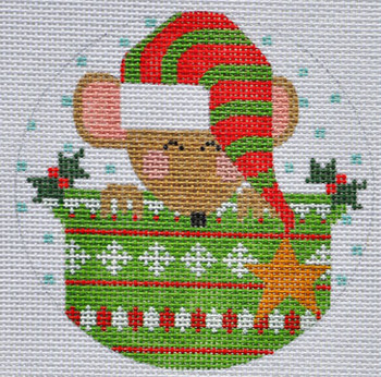 CH-196 Holly Mouse Ornament 4” Round 18 Mesh Danji Designs CH Designs
