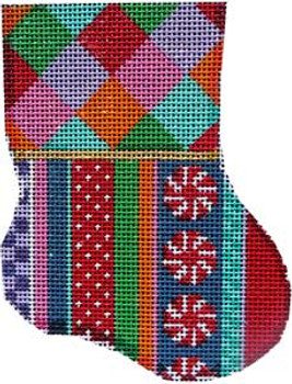 CT-1907 Harlequin/Jolly Stripe Mini Sock 3.25x4.25 18 Mesh Associated Talents 