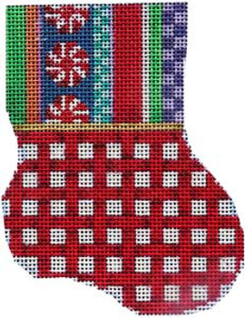 CT-1906 Jolly Stripe/Red Lattice Mini Sock 3.25x4.25 18 Mesh Associated Talents 