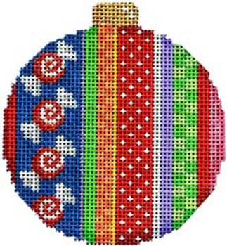 CT-1812A Merry Stripe I Ball Ornament 3.25x3.25 18 Mesh Associated Talents 