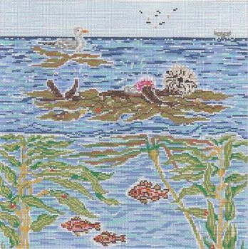 SWB1101 Floating Sea Otter 10X10 18 Mesh Cooper Oaks Designs