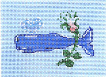 SWB1036 Whale w/Flower  3.25X4.5 18 Mesh Cooper Oaks Designs