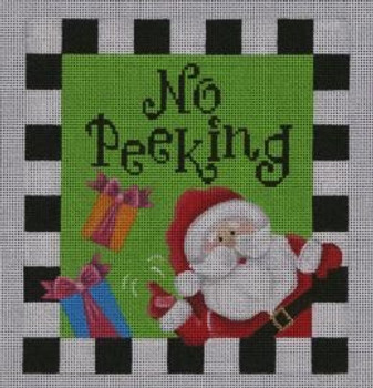 SAN01 No Peeking Santa 6.75 x 7.25 18 Mesh Pepperberry Designs 