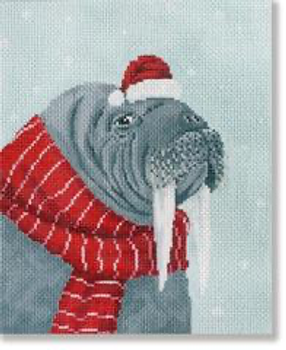 SC-PL 71 Walrus w/ Red Scarf 5.75 x 7 18 Mesh Scott Church Creative