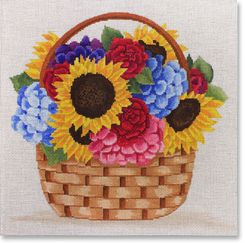 SA-PL 40 Basket of Flowers 12 x 12"  13 Mesh Starke Art Designs