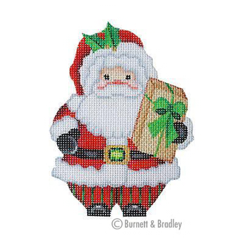 BB 6036 - Mini Santa with Present 4.75" x 3.5" 18 Mesh  Burnett And Bradley