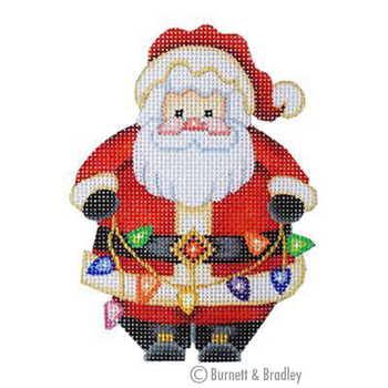 BB 6035 - Mini Santa with Lights 4.5" x 3.25" 18 Mesh  Burnett And Bradley