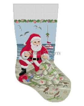0191 Santa, Sandcastle Christmas Tree, stocking 13 Mesh  19" Susan Roberts Needlepoint 