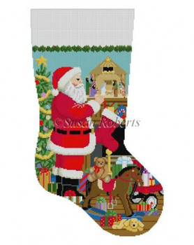 0192 Santa, Nativity, stocking 19" stocking 13 Mesh  Susan Roberts Needlepoint 