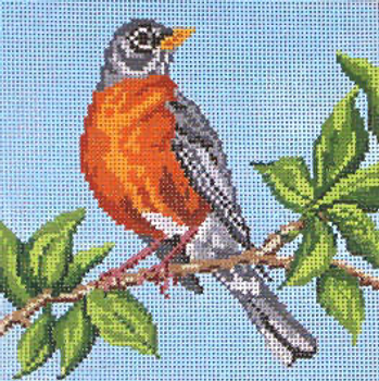 #1661  American Robin 18 Mesh  5" Square Needle Crossings