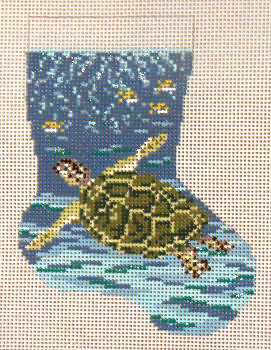 #1856  Sea Turtle Mini Stkg. 4-1/2" x 6-1/4" 13 Mesh Needle Crossings 