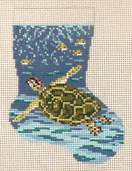 #1856 Sea Turtle Mini Stkg. 4-1/2" x 6-1/4" 18 Mesh Needle Crossings 