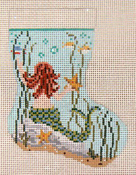 #1844 Mermaid Mini Stocking 4-1/2" x 6-1/4. 18 Mesh Needle Crossings 