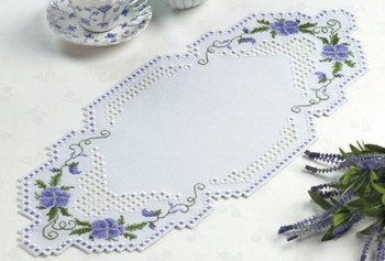 632808 Permin Kit Floral Tablerunner 10" x 26-1/2"; Hardanger; 22ct