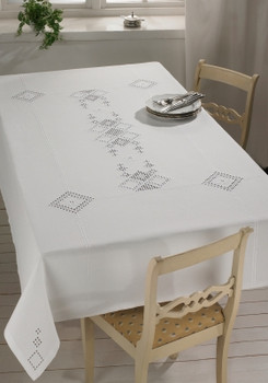 583645 Permin Kit Table Cloth 55.6" x 92"; Hardanger - White; 22ct