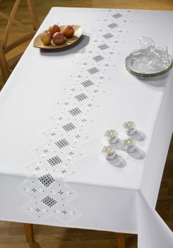 582630 Permin Kit Table Cloth  55.6" x 85.6"; Hardanger - White; 22ct