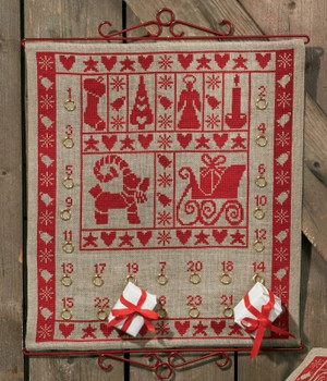 346224 Permin Kit Chrismas Spirit Advent Calendar Hanger not included.; 18" x 20"; Natural Linen 18ct 