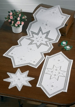 104624 Permin Kit Star Hardanger  Table Topper (front left) 10" x 10"; Hardanger; 22ct