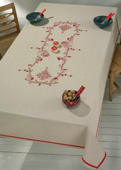 586605 Permin Kit Little Elfs Table Cloth Printed 50% linen.; 57.6" x 91.6"; Printed 50% Linen; 11ct 