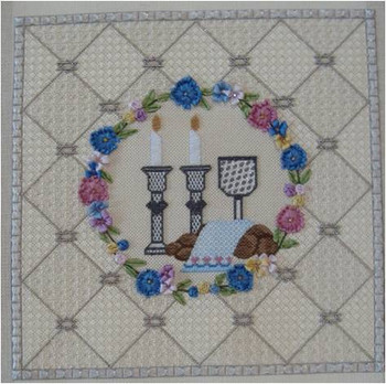 JUDAICA CHALLAH / MATZA COVER Diamond Ribbon 12” x 12” 18 Mesh Sew Much Fun