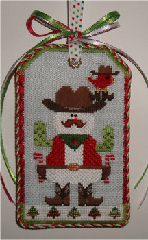 Tag Snowman Cowboy 6” x 4” Mesh Sew Much Fun 