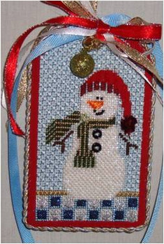 Holiday Tag Snowman 5” x 3” 18 Mesh Sew Much Fun