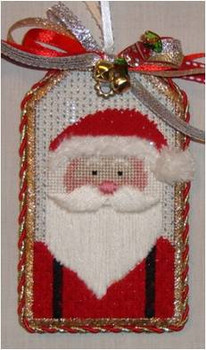 Holiday Tag Santa 5” x 3”  18 Mesh Sew Much Fun