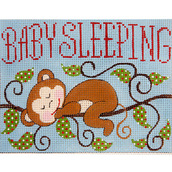 3648 Alice Peterson Designs Monkey Baby Sleeping 13 Mesh 7 x 5.5