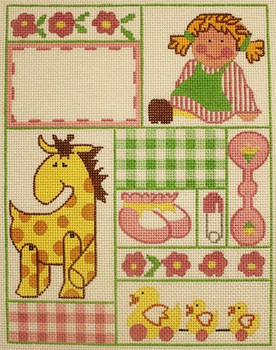 TS123 Girls Birth Sampler 13 Mesh 8 x 10 TS Designs