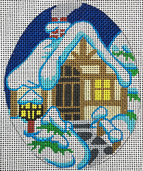 TS256 Cottage Christmas Egg 18 Mesh 3 x 5 TS Designs