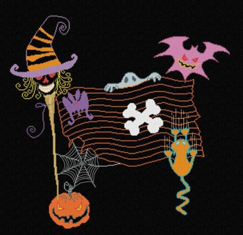 AAN371 Halloween Flag Alessandra Adelaide Needleworks Counted Cross Stitch Pattern