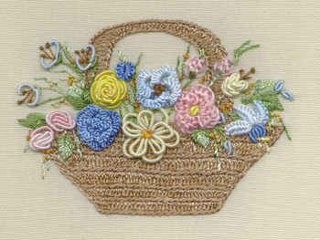 1032 Country Basket Cream Fabric Kit EdMar Brazilian Dimensional Embroidery