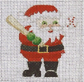 C114 Baseball Santa 4 x 4 13 Mesh Jane Nichols Needlepoint