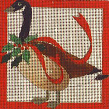 C100 Goose-Christmas 4 x 4 18 Mesh Jane Nichols Needlepoint