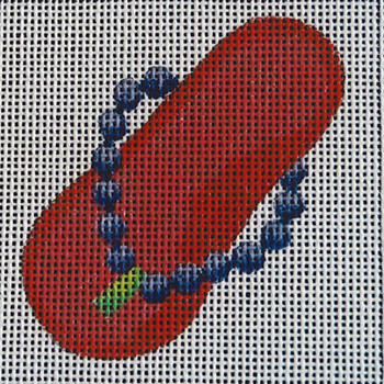 C881 Red Bead Flip Flops 4 x 4 13 Mesh Jane Nichols Needlepoint