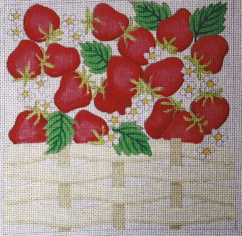 E632 Strawberry Basket 7 x 7 18 Mesh Eyeglass Case Jane Nichols Needlepoint