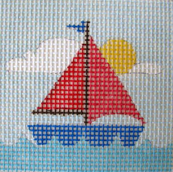 K20 Sail Boat   4 x 4  13 Mesh Kid & Beginner Jane Nichols Needlepoint