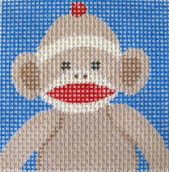 K13 Sock Monkey  4 x 4  10 Mesh Kid & Beginner Jane Nichols Needlepoint