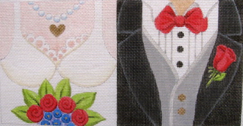 1849 Bride & Groom 6 x 12 13 Mesh Jane Nichols Needlepoint