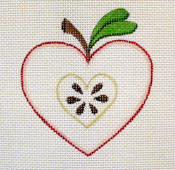 1449 September Apple 5 x 5 13 Mesh Heart Jane Nichols Needlepoint