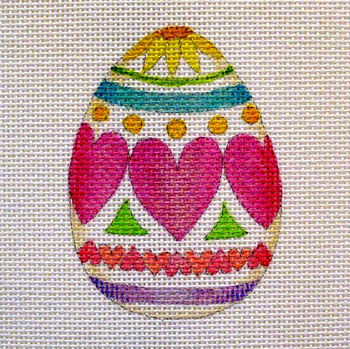 1444 April Egg 5 x 5 13 Mesh Heart Jane Nichols Needlepoint