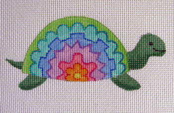 1215 Pastel Rainbow Turtle 5 x 7 13 Mesh Jane Nichols Needlepoint