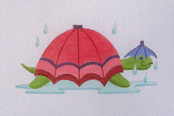1204 April Umbrella Turtle 6 x 8 18 Mesh Jane Nichols Needlepoint