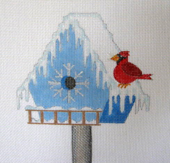 1101 January Snowbird House 7 x 7 18 Mesh Birdhouse Jane Nichols Needlepoint