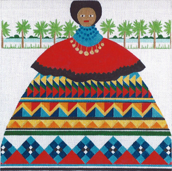 804S Everglades Doll 7 X 7 18 Mesh Seminole Doll Jane Nichols Needlepoint