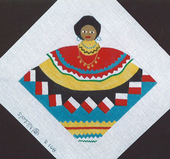 801S Diagonal Doll 7 X 7 18 Mesh Seminole Doll Jane Nichols Needlepoint