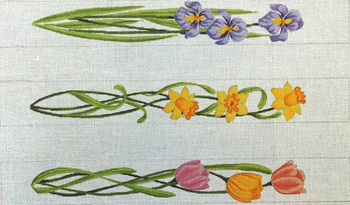 L771 Daffodil 13 Mesh 2.5 x 20 Luggage Straps  Set of 3 Middle Image Jane Nichols Needlepoint